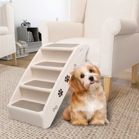 Folding Dog Stairs Cream 24.4"x15.7"x19.5