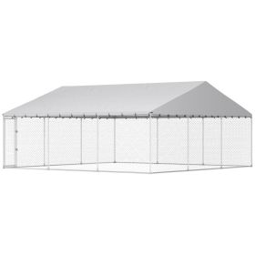 Heavy Duty Outdoor Dog Kennel with Waterproof Roof, Secure Latch, Chain Link Dog Run for Backyard, 19.7 x 19.7 x 8.9 (Option: Silver-1600x275x275 mm)